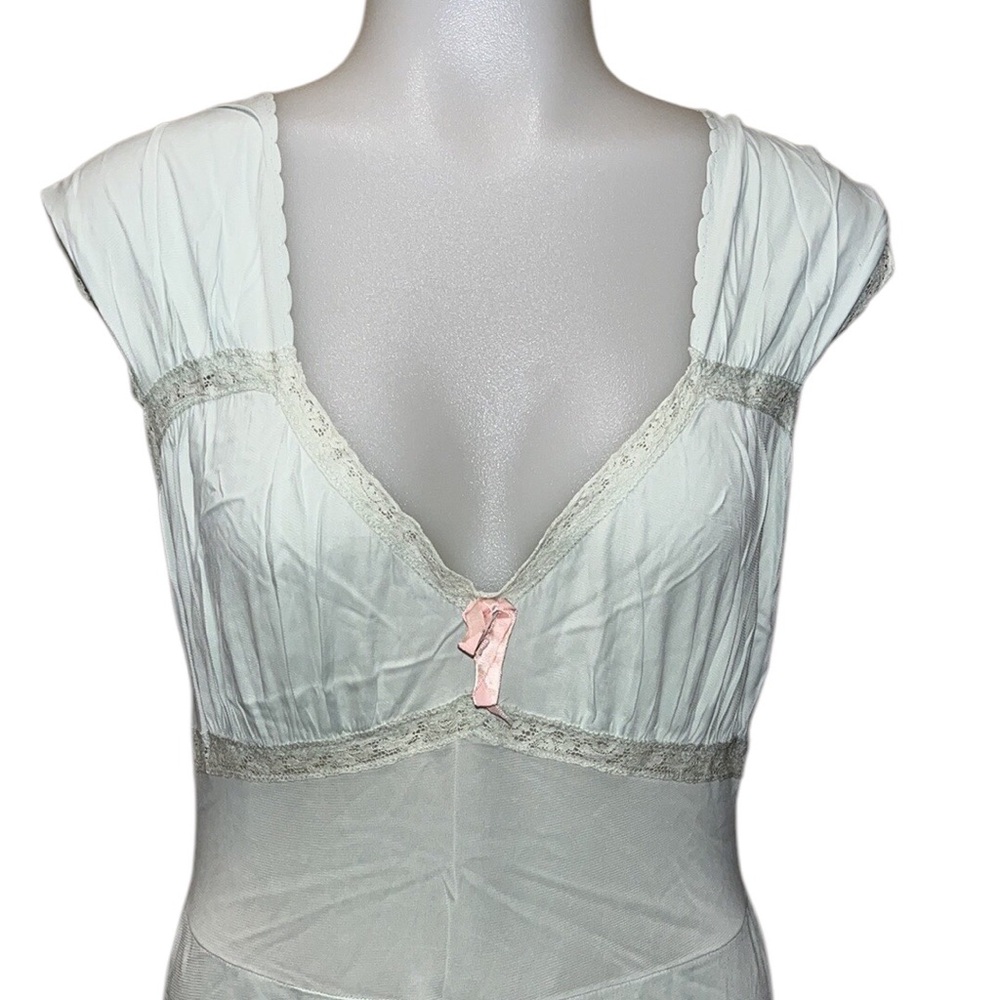 Vtg MCM CHARMODE Pale Green Long Nightgown~Lingerie~Boudoir~Acetate~Sz 34